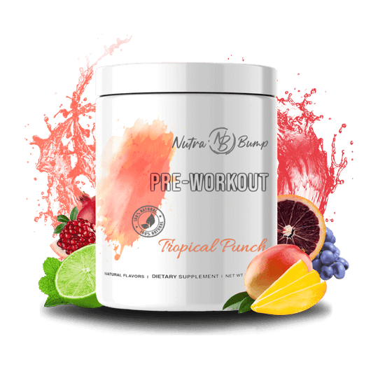 Pregnancy & Nursing Natural Pre Workout Tropical Punch - NutraBump Nutrition bumped up, natural supplement, NutraBump, pre workout, pregnancy energy, pregnancy pre workout, prenatal